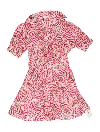 Pre-owned Poupette St Barth Floral Print V-neck Romper In Pink