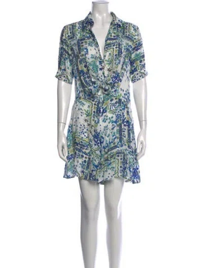 Pre-owned Poupette St Barth Floral Print V-neck Romper In White