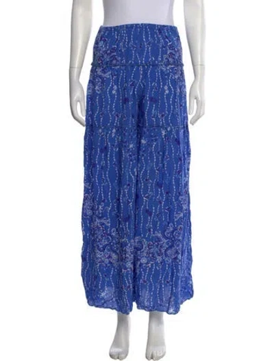 Pre-owned Poupette St Barth Floral Print Wide Leg Pants In Blue