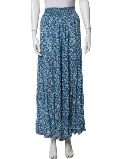 Pre-owned Poupette St Barth Floral Print Wide Leg Pants In Blue