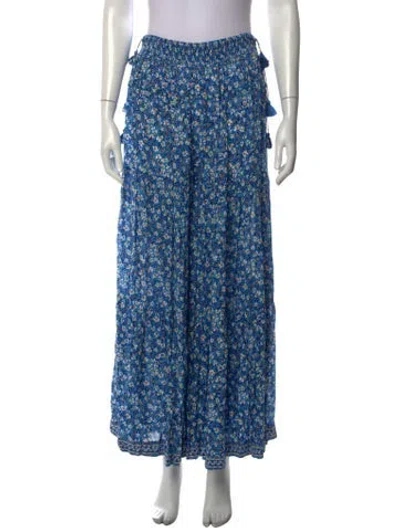 Pre-owned Poupette St Barth Floral Print Wide Leg Pants In Blue