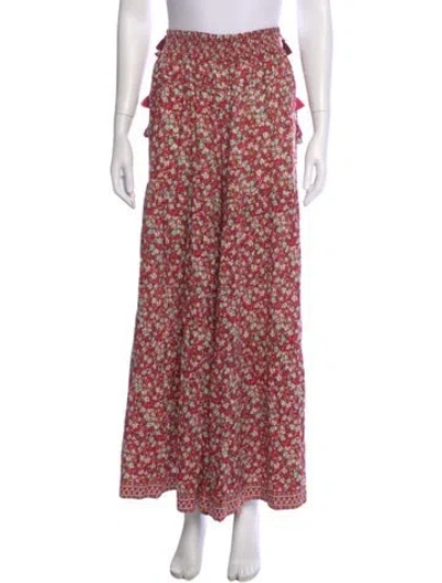 Pre-owned Poupette St Barth Floral Print Wide Leg Pants In Pink