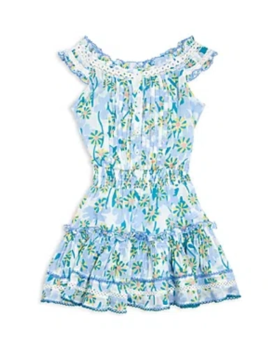 Poupette St Barth Girls' Alba Mini Dress - Little Kid, Big Kid In Blue Moringa