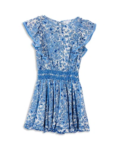 Poupette St Barth Girls' Blue Aqua Flora Dress - Little Kid, Big Kid