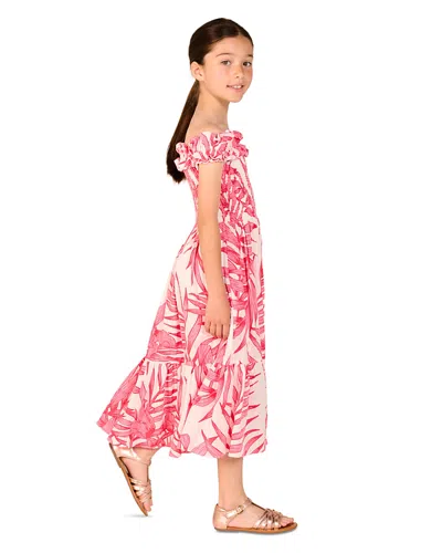 Poupette St Barth Girls' Palm Leaf Dress - Little Kid, Big Kid In Pink