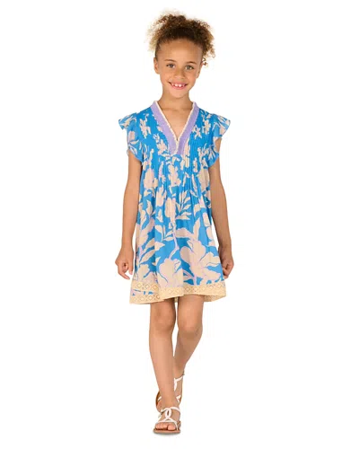 Poupette St Barth Girls' Sasha V Mini Dress - Little Kid, Big Kid In Blue