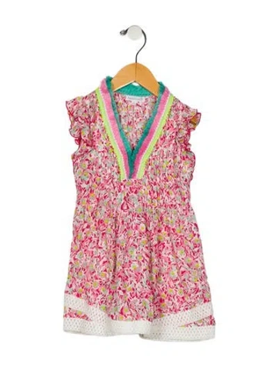 Pre-owned Poupette St Barth Babies' Girls' Short Sleeve Dress In Pink