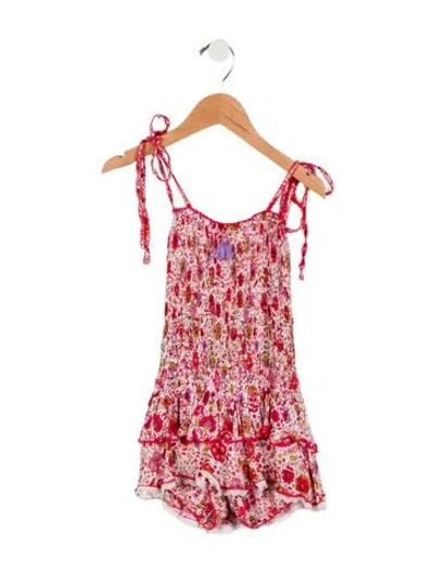 Pre-owned Poupette St Barth Babies' Girls' Sleeveless Floral Print Romper In Multi