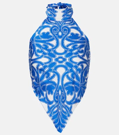 Poupette St Barth Guilia Printed Halterneck Top In Blue