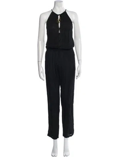 Pre-owned Poupette St Barth Halterneck Jumpsuit In Black