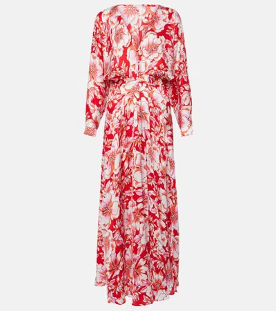 POUPETTE ST BARTH ILONA GATHERED FLORAL MIDI DRESS