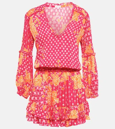Poupette St Barth Ilona Printed Minidress In Fuschia Edelweiss