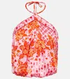 Poupette St Barth Isabelle Floral Halterneck Top In Bright Red/bubblegum Pink