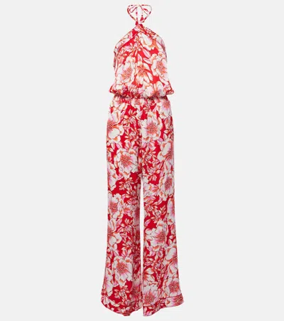 Poupette St Barth Isabelle Floral Jumpsuit In Red