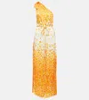 Poupette St Barth Isabelle One-shoulder Maxi Dress In Orange Petale