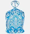 Poupette St Barth Isabelle Printed Halterneck Top In Blue