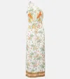 Poupette St Barth Isabelle Printed One-shoulder Kaftan In Green