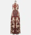 Poupette St Barth Isore Printed Halterneck Maxi Dress In Brown