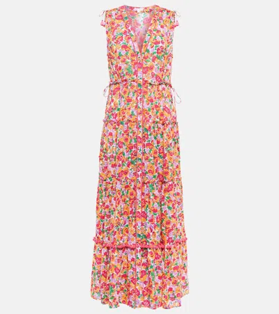 Poupette St Barth Ivy Tiered Maxi Dress In Orange Rose