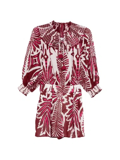 Poupette St Barth Janna Floral Tassel Jumpsuit In Red