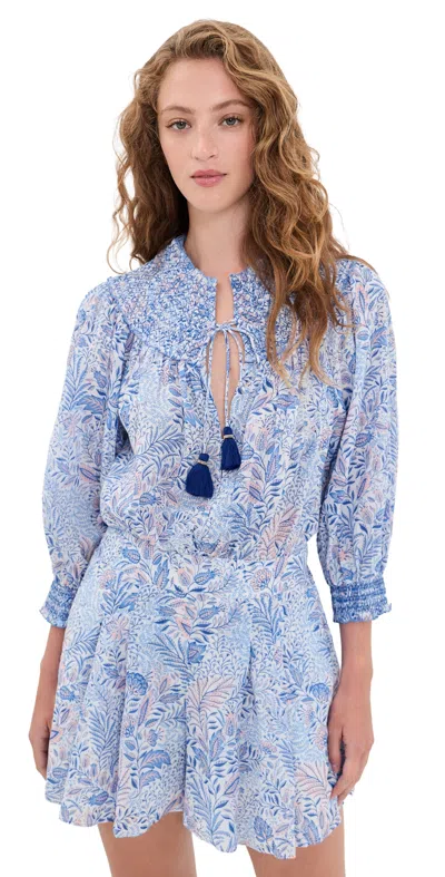 Poupette St Barth Janna Romper Blue Palmarosa