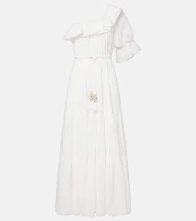 Poupette St Barth Jay Ruffled Cotton Muslin Maxi Dress In White