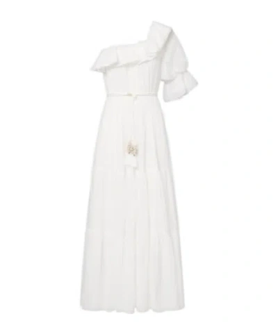 Poupette St Barth Jay Ruffled Cotton Muslin Maxi Dress In White