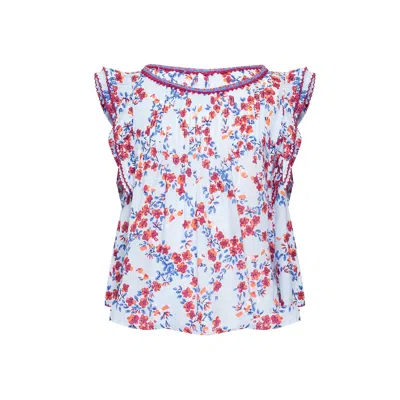 Poupette St Barth Kids Amber Top Blue Kookoo Bird In Multi