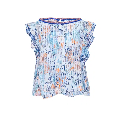 Poupette St Barth Kids Amber Top Sky Blue Marigold In Multi