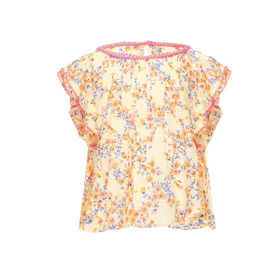 Poupette St Barth Kids Amber Top Yellow Kookoo Bird In Neutral