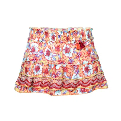 Poupette St Barth Kids Ariel Mini Skirt Yellow Dalia In Multi