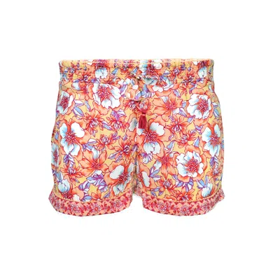 Poupette St Barth Kids Cindy Shorts Yellow Dalia In Multi