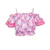 Poupette St Barth Kids Donna Off Shoulder Blouse Pink Kookoo Bird In Multi