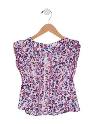 Pre-owned Poupette St Barth Kids Girls Floral Print Blouse In White