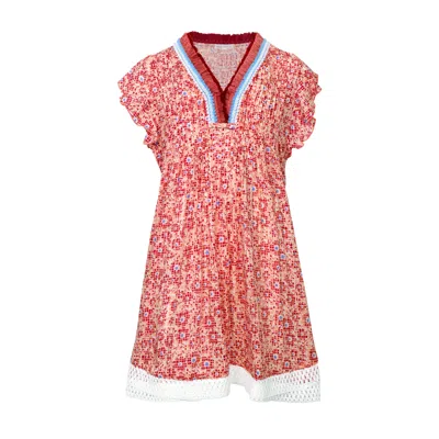 Poupette St Barth Kids Sasha Mini Dress Pink Je T'aime In Red