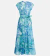 Shop Poupette St Barth Kora Printed Cotton Gauze Maxi Dress In Blue