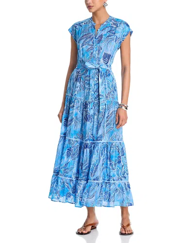 Poupette St Barth Kora Tiered Maxi Shirtdress In Blue