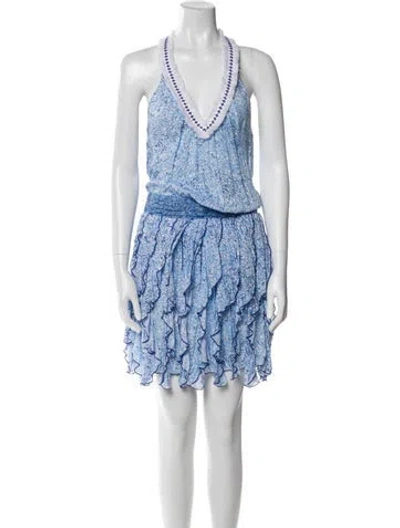 Pre-owned Poupette St Barth Lace Pattern Knee-length Dress In Blue