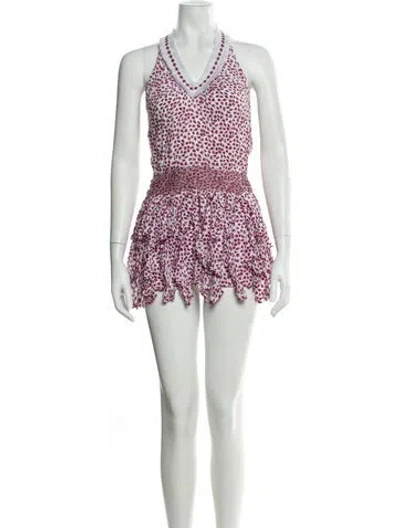 Pre-owned Poupette St Barth Lace Pattern Mini Dress In Multi