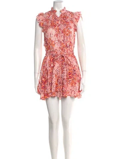 Pre-owned Poupette St Barth Lace Pattern Mini Dress In Orange