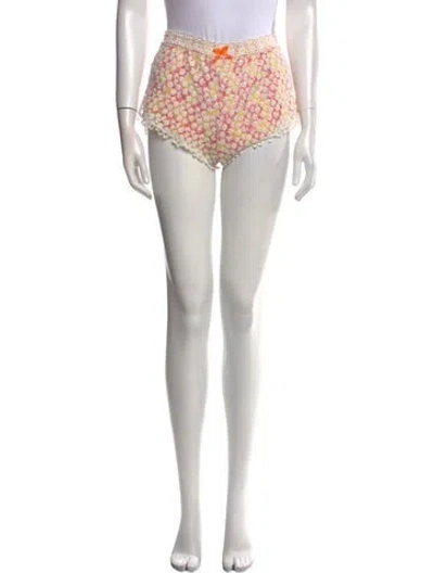 Pre-owned Poupette St Barth Lace Pattern Mini Shorts In Burgundy