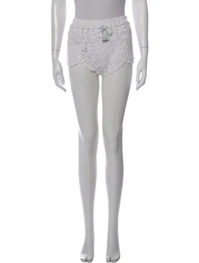 Pre-owned Poupette St Barth Lace Pattern Mini Shorts In White