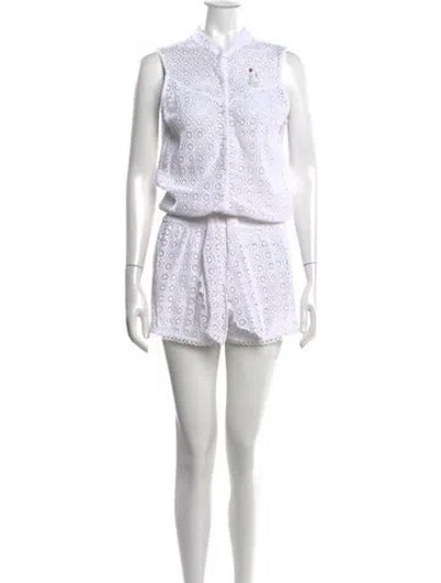 Pre-owned Poupette St Barth Lace Pattern Romper In White