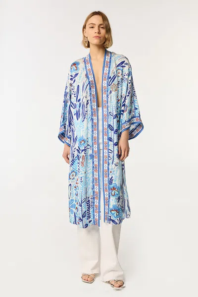 Poupette St Barth Langer Kimono Erica In Blue