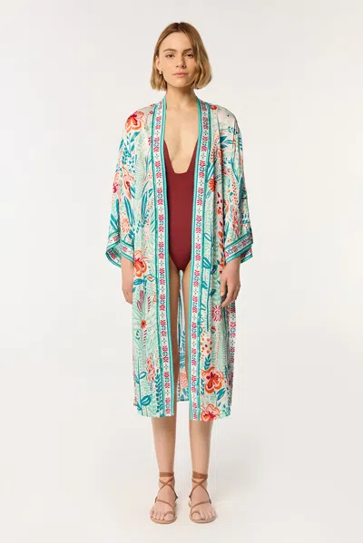 Poupette St Barth Langer Kimono Erica In Mint