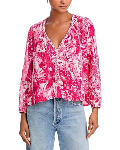 Poupette St Barth Lara Ruffle Trim Top In Pink