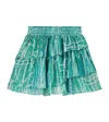 Poupette St Barth Lilas Printed Ruffled Cotton-blend Skirt In Blue