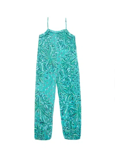Poupette St Barth Kids' Little Girl's & Girl's Abstract Sleeveless Jumpsuit In Blue