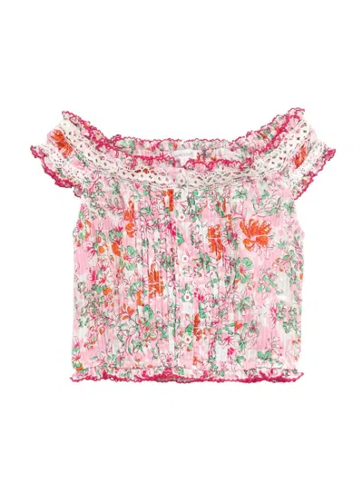 Poupette St Barth Kids' Little Girl's & Girl's Alba Floral Cotton Off-the-shoulder Top In Multi