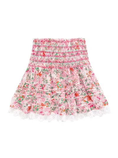 Poupette St Barth Little Girl's & Girl's Galia Floral Cotton Miniskirt In Pink Sweet Liberty